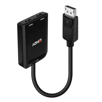 Lindy DisplayPort naar 2 poorts HDMI MST-hub, DisplayPort, 2 x HDMI, stekker, bus, recht, recht