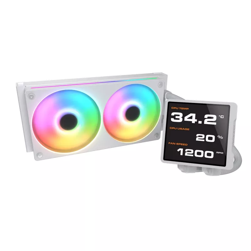 All-in-one CPU-vloeistofkoeler Cougar Poseidon Vistek Pro 240, ARGB, 120-mm-ventilator, wit