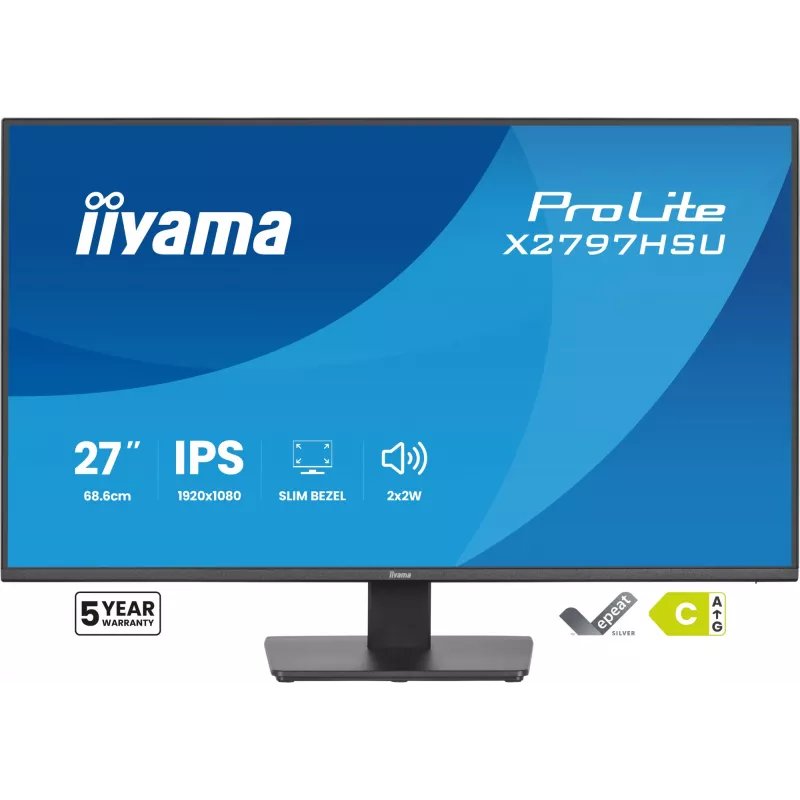 Computermonitor IIYAMA ProLite X2797HSU-B1 27 inch (68,6 cm) Full HD 1920×1080 LED mat 4 ms USB 3.2 Gen 1 luidsprekers VESA zwart