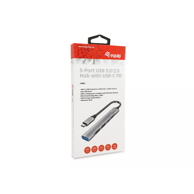 Equip 5-poorts USB 3.0/2.0 hub met USB-C PD