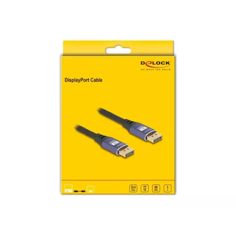 DeLOCK DisplayPort-kabel 8K 60 Hz 5 m paars metaal