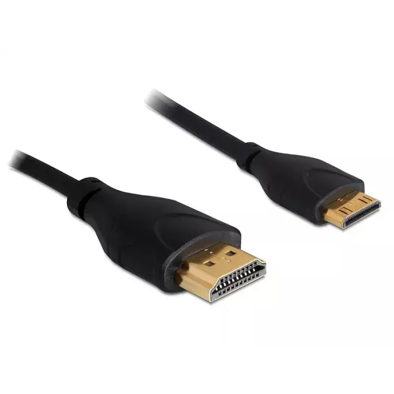 HDMI-kabel Ethernet A -> Mini C st/st 1,00 m slank DELOCK 83132