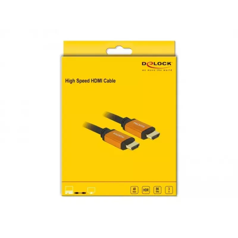 HDMI-kabel DeLOCK 86987 3m HDMI Type-A Standard zwart geel