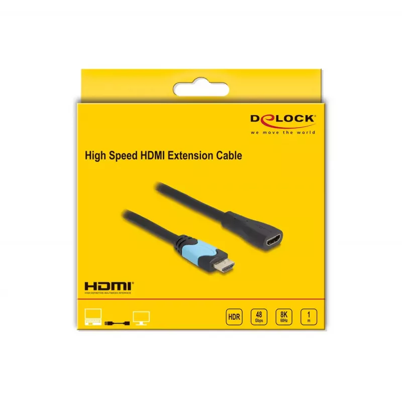 DeLOCK High Speed HDMI-verlengkabel 48 Gbit/s 8K 60 Hz 1 m