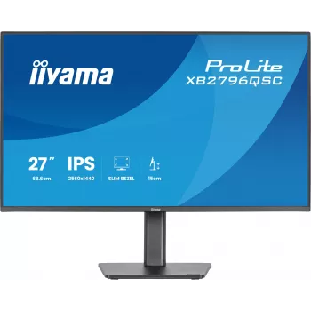 27 inch IIYAMA ProLite XB2796QSC-B1 IPS Quad HD 2560x1440 LED-monitor, 4 ms, USB-C, luidsprekers, in hoogte verstelbaar, VESA