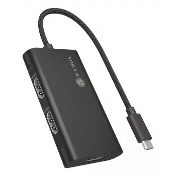 ICY BOX adapter USB Type-C naar 3x HDMI, USB 3.2 Gen 2 (3.1 Gen 2) Type-C, HDMI, 10000 Mbit/s, 144 Hz, 3840 x 2160, 7680 x 4320, 7680 x 4320 pixels