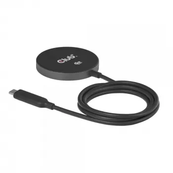 Draadloze oplader CLUB3D CAC-3027 Qi2 25W MagSafe-compatibel magnetisch pad, DC-oplader voor binnen, 1 m kabel, zwart