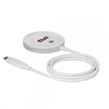 Draadloze oplader club 3d CAC-3026 25W Qi2 magnetisch pad, Qi 2.2 MagSafe compatibel, 1 m kabel, wit