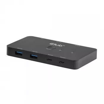 KVM-switch club 3d Dual USB-C naar HDMI, 2-poorts, 4K UHD 3840x2160, USB-C-console, 65W PD, zwart