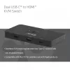 KVM-switch club 3d Dual USB-C naar HDMI, 2-poorts, 4K UHD 3840x2160, USB-C-console, 65W PD, zwart
