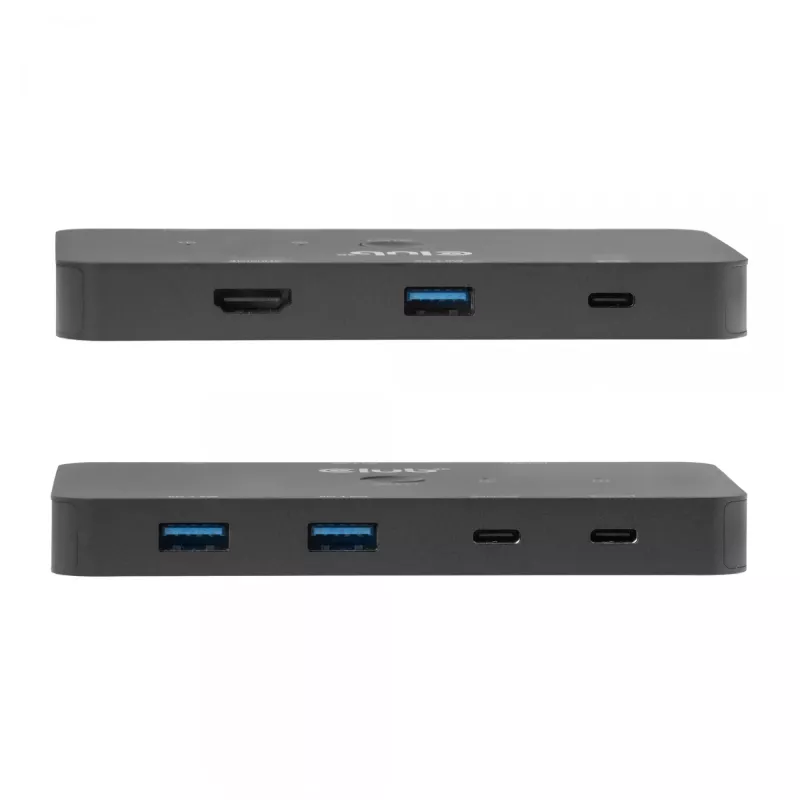 KVM-switch club 3d Dual USB-C naar HDMI, 2-poorts, 4K UHD 3840x2160, USB-C-console, 65W PD, zwart
