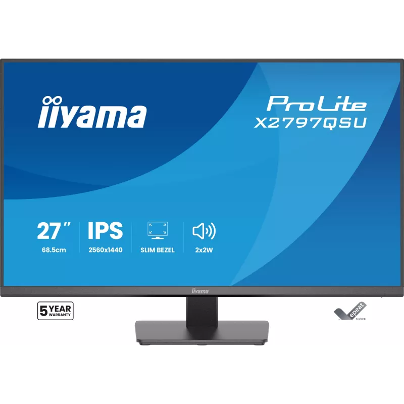 Computermonitor IIYAMA ProLite X2797QSU-B1 27 inch (68,6 cm) 2560×1440 IPS LED mat, 1 ms, USB 3.2-hub, luidsprekers, VESA