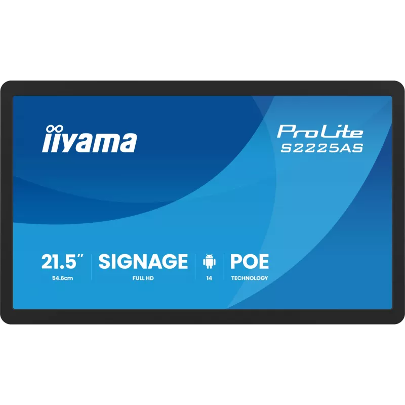 iiyama ProLite S2225AS-B1P digital signage flatpanel 54,6 cm (21,5 inch) LCD Wi-Fi 500 cd/m² Full HD zwart geïntegreerde processor Android 24/7