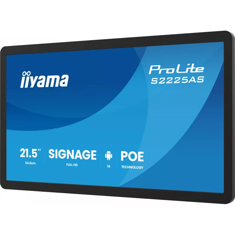 iiyama ProLite S2225AS-B1P digital signage flatpanel 54,6 cm (21,5 inch) LCD Wi-Fi 500 cd/m² Full HD zwart geïntegreerde processor Android 24/7