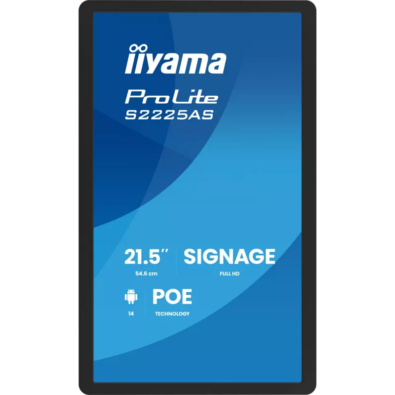 iiyama ProLite S2225AS-B1P digital signage flatpanel 54,6 cm (21,5 inch) LCD Wi-Fi 500 cd/m² Full HD zwart geïntegreerde processor Android 24/7