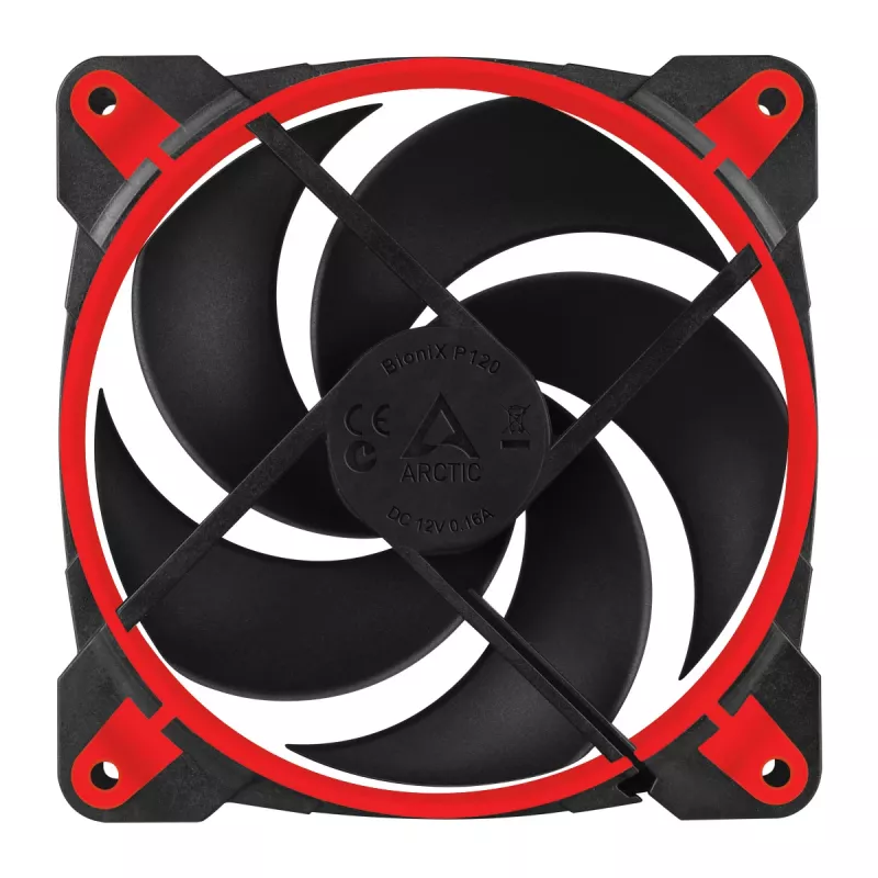 ARCTIC BioniX P120 (rood) – drukgeoptimaliseerde 120-mm gaming-ventilator met PWM PST