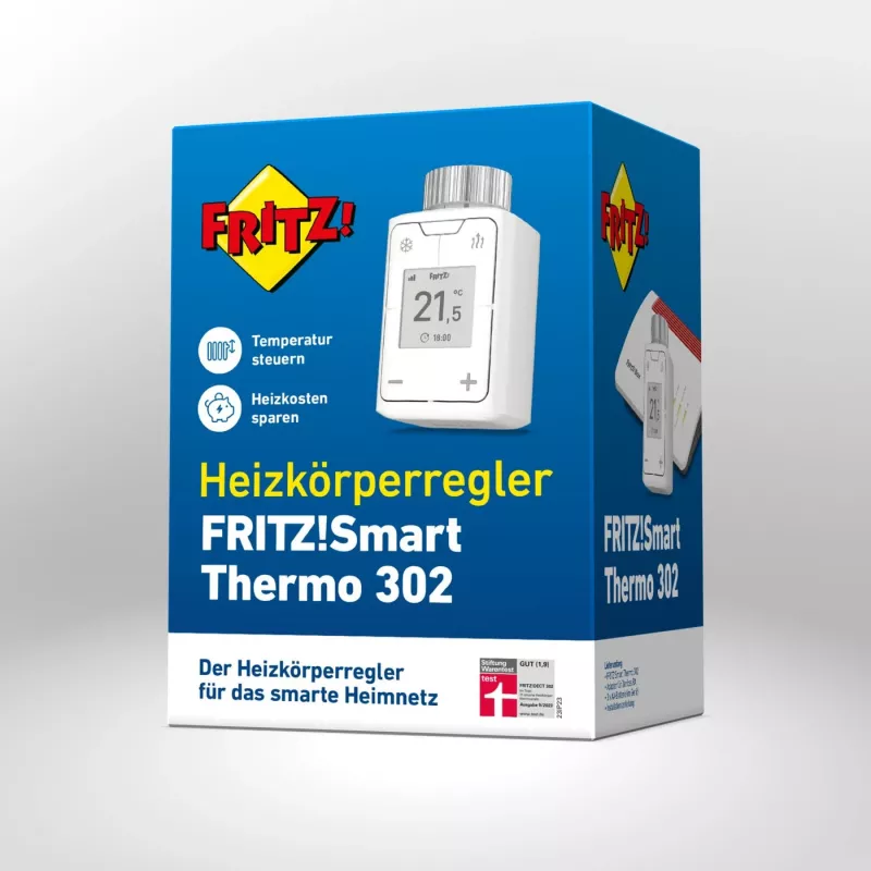 FRITZ Smart Thermo 302 thermostaat (binnen), wit, bediening met knoppen, AA-batterij, 51×51×90 mm
