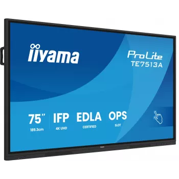 Interactief flatpanel IIYAMA TE7513A-B2AG 75 inch 4K UHD touchscreen, 500 cd/m², Wi‑Fi, Android, 24/7