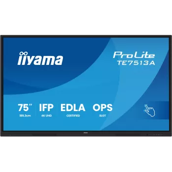 Interactief flatpanel IIYAMA TE7513A-B2AG 75 inch 4K UHD touchscreen, 500 cd/m², Wi‑Fi, Android, 24/7