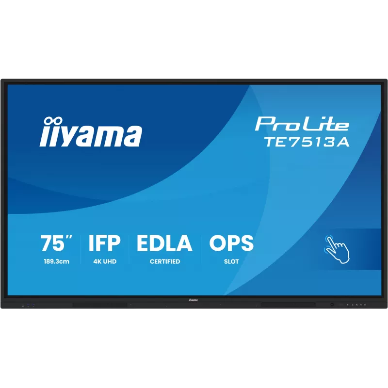 Interactief flatpanel IIYAMA TE7513A-B2AG 75 inch 4K UHD touchscreen, 500 cd/m², Wi‑Fi, Android, 24/7