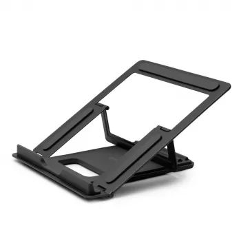 Lindy opvouwbare vierkante laptop-riser, laptoparm, zwart, zilver, aluminium, rubber, 10 kg, RoHS, REACH & California Proposition 65, 90 - 113 mm