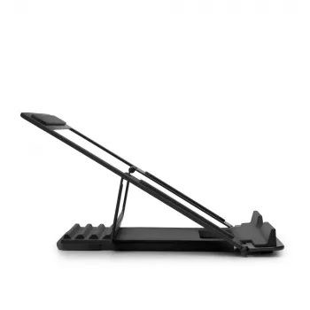 Lindy opvouwbare vierkante laptop-riser, laptoparm, zwart, zilver, aluminium, rubber, 10 kg, RoHS, REACH & California Proposition 65, 90 - 113 mm