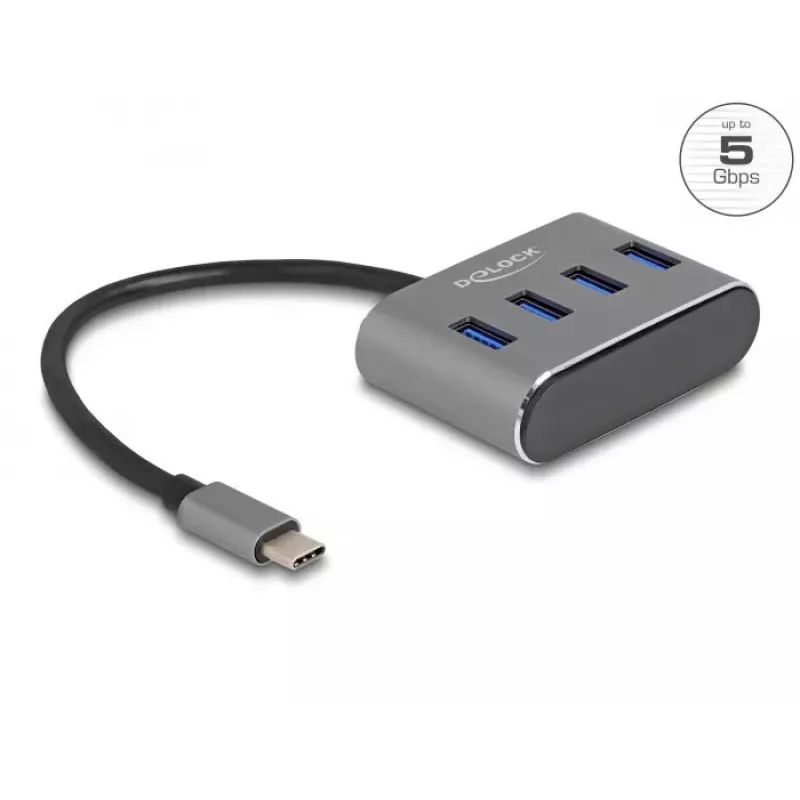 DeLOCK 63223 USB 3.2 Gen 1 Type-C-hub 5000 Mbit/s zwart