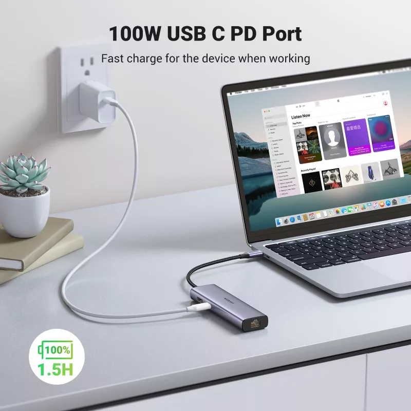 USB-C-hub UGREEN 90568 2 USB 3.0 HDMI RJ45 SD TF PD-poort