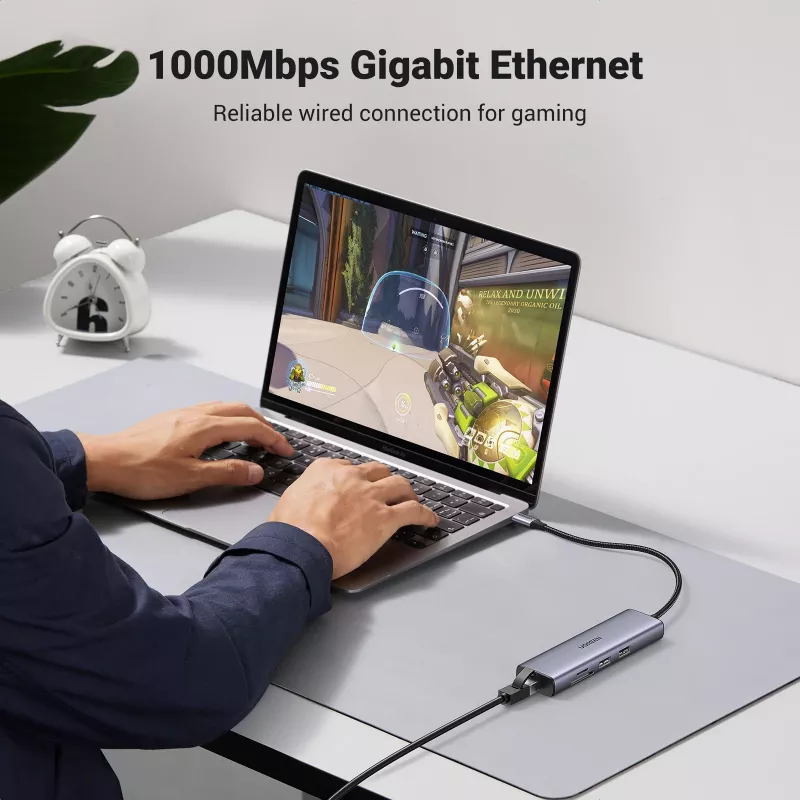 USB-C-hub UGREEN 90568 2 USB 3.0 HDMI RJ45 SD TF PD-poort