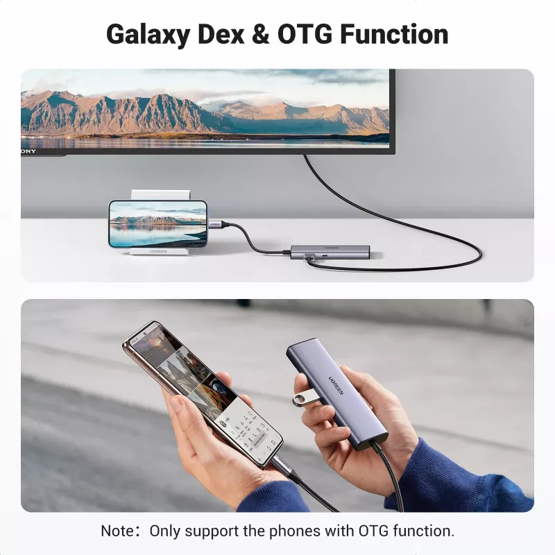 USB-C-hub UGREEN 90568 2 USB 3.0 HDMI RJ45 SD TF PD-poort