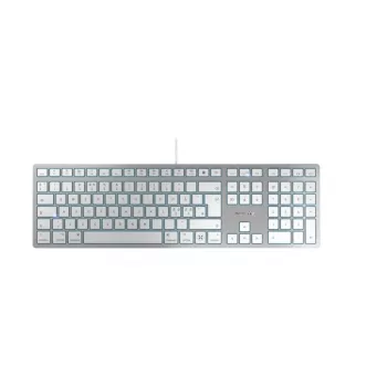 Bedrade USB-toetsenbord Cherry KC 6000C voor Mac – QWERTY Nordic, schakelaars met schaarmechanisme, zilver, 1,8 m kabel
