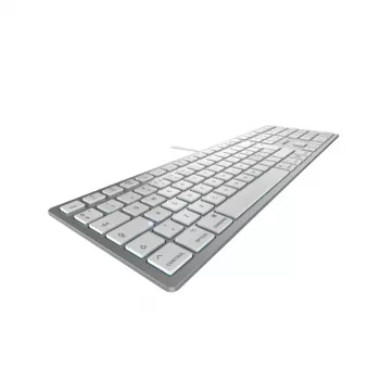 Bedrade USB-toetsenbord Cherry KC 6000C voor Mac – QWERTY Nordic, schakelaars met schaarmechanisme, zilver, 1,8 m kabel
