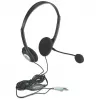 Manhattan stereo on-ear-headset (3,5 mm), microfoonbeugel, inline volumeregeling, schuim oorkussens, standaard 2x 3,5-mm-stereojackstekkers voor audio-/microfoongebruik, kabel 2 m, zwart, drie jaar garantie