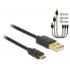 Delock USB 2.0 Type-A naar Micro-B data- en laadkabel, 3-delige set, zwart