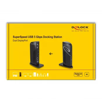 DeLOCK USB-dockingstation dual DisplayPort 4K USB 3.2 LAN audio
