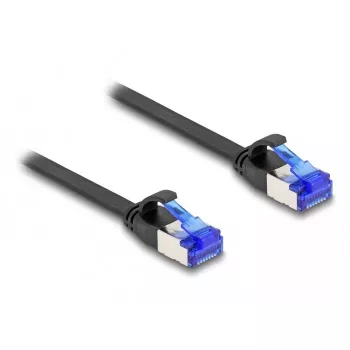 Netwerkkabel DeLOCK RJ45 platte patchkabel stekker naar stekker Cat.6A 1 m zwart