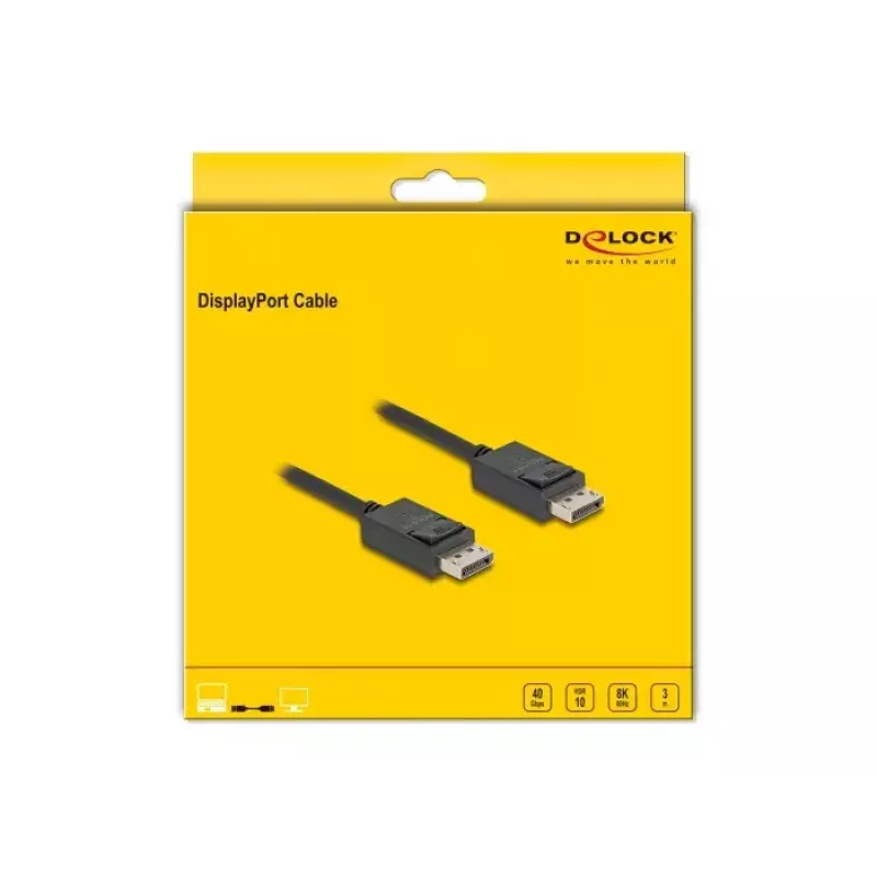DeLOCK DisplayPort-kabel 16K 30 Hz 8K 60 Hz 40 Gbit/s 3 m