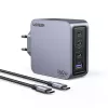 Ugreen Nexode Pro 160W GaN oplader met USB-C-kabel universeel zwart, grijs AC snelladen binnen