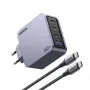 Ugreen Nexode Pro 160W GaN oplader met USB-C-kabel universeel zwart, grijs AC snelladen binnen