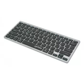Manhattan ultra slank dual-mode draadloos toetsenbord, Duits QWERTZ-layout, Bluetooth (v3.0) en draadloos (2,4 GHz), 78 platte schaartoetsen, automatisch energiebeheer, bereik 10 m, USB-A-ontvanger, AAA-batterij (meegeleverd), Windows en Mac, drie jaar garantie