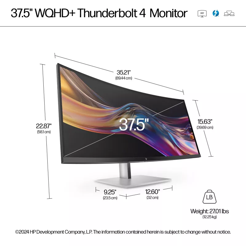 HP Series 7 Pro 37,5 inch WQHD+ Thunderbolt 4 monitor - 738pu