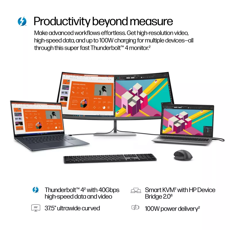 HP Series 7 Pro 37,5 inch WQHD+ Thunderbolt 4 monitor - 738pu