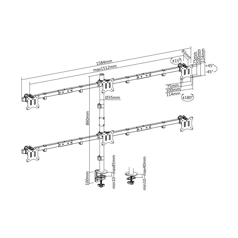 Monitortafelhouder Equip 17 inch-32 inch verstelbaar 6