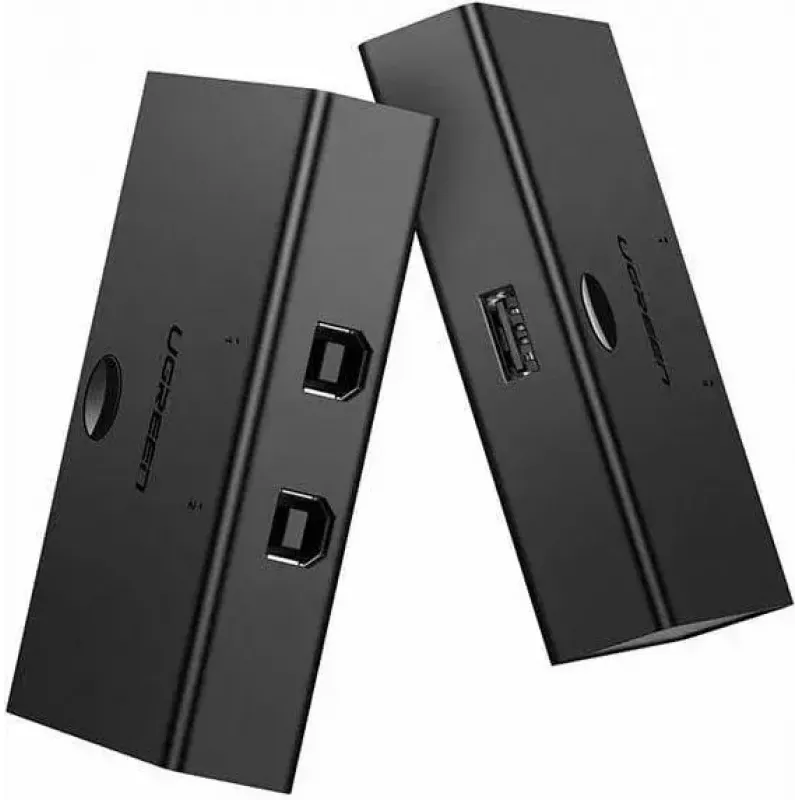 USB-switch UGREEN UGR423 2x1 zwart — 2 computers op 1 USB-apparaat, handmatige knop