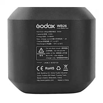 Camera flitser accessoire accu Godox WB26 lithium-ion 2600 mAh 28,8 V
