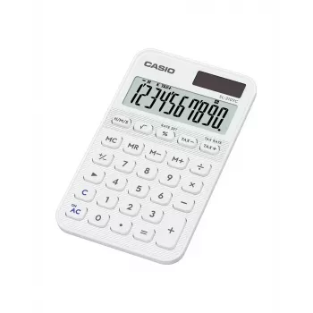 Zakrekenmachine CASIO SL-310YC Pocket Basic, 10-cijferig, batterij/zonne-energie, wit