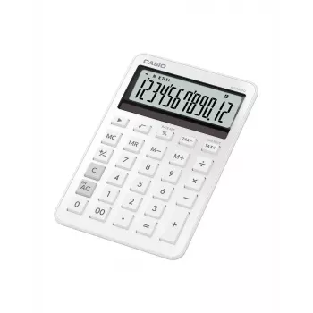 Bureaurekenmachine CASIO MS-200DQ 12-cijferig, batterij/zonne-energie, belasting- en winstfuncties, wit