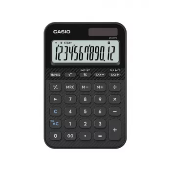Bureaurekenmachine CASIO MS-20YC — basismodel, batterij/zonne-energie, belasting- en winstberekening, zwart