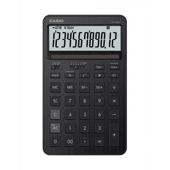 Bureaurekenmachine CASIO JW-200DQ – Basic, 12-cijferig, belasting- en winstfuncties, batterij/zonne-energie, zwart