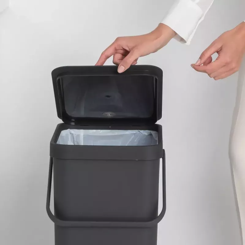 Brabantia Sort & Go 40L rechthoekige recyclingafvalemmer grijs